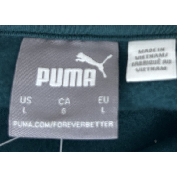 Puma Patched Up Men's Large Hoodie Malachite Teal Green Pullover Sweatshirt L - Picture 7 of 11